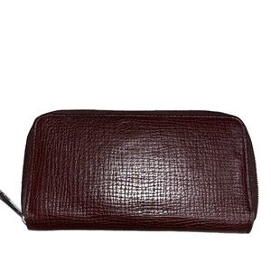 Vintage Bally Zip Around Long Leather Brown Zippy Wallet